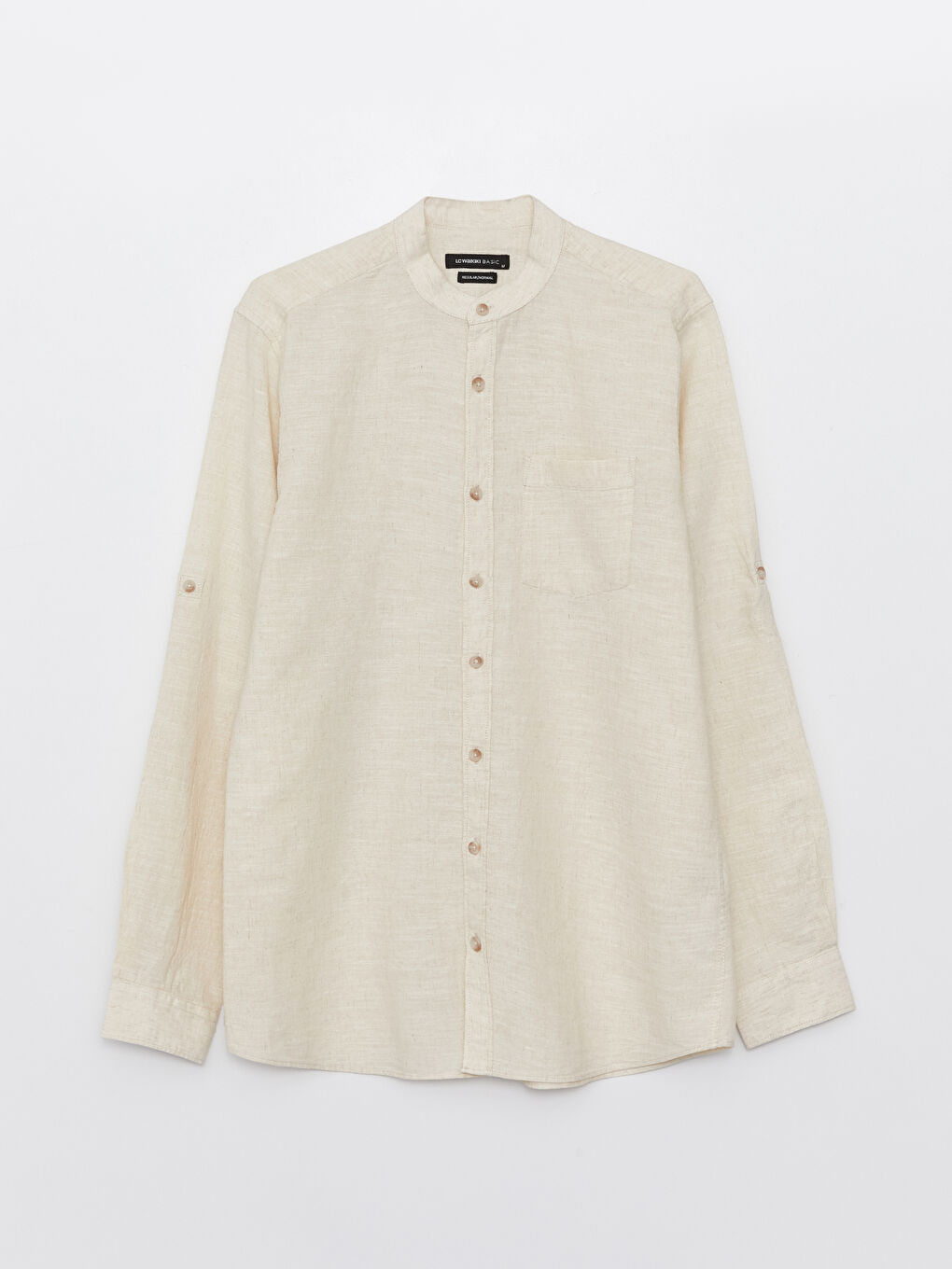 Regular Fit Long Sleeve Linen Blend Men's Shirt-5