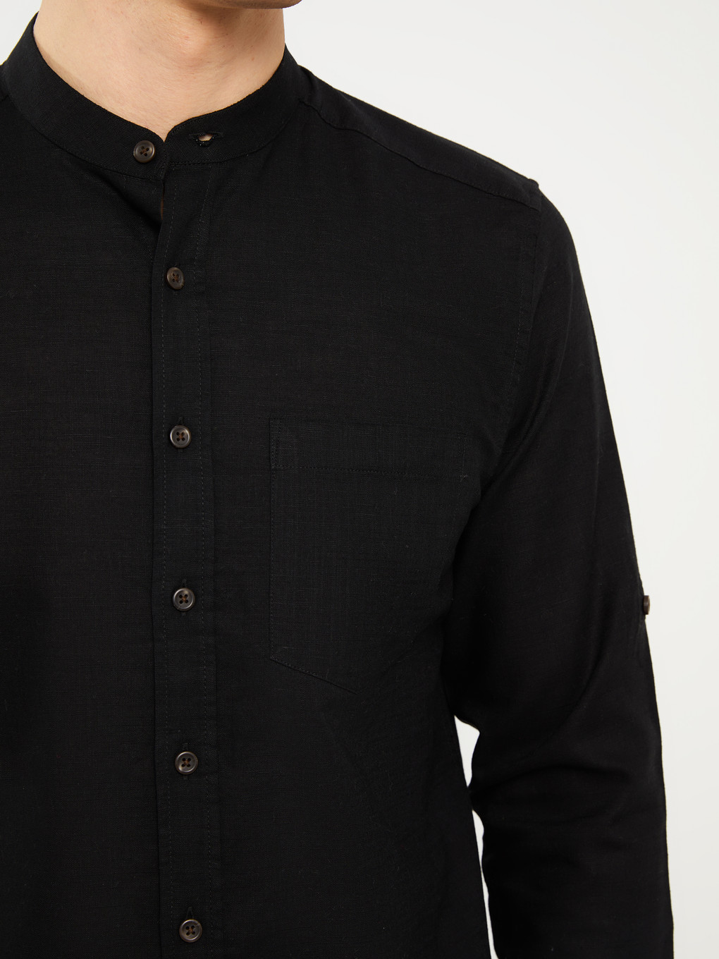 Regular Fit Long Sleeve Linen Blend Men's Shirt-3
