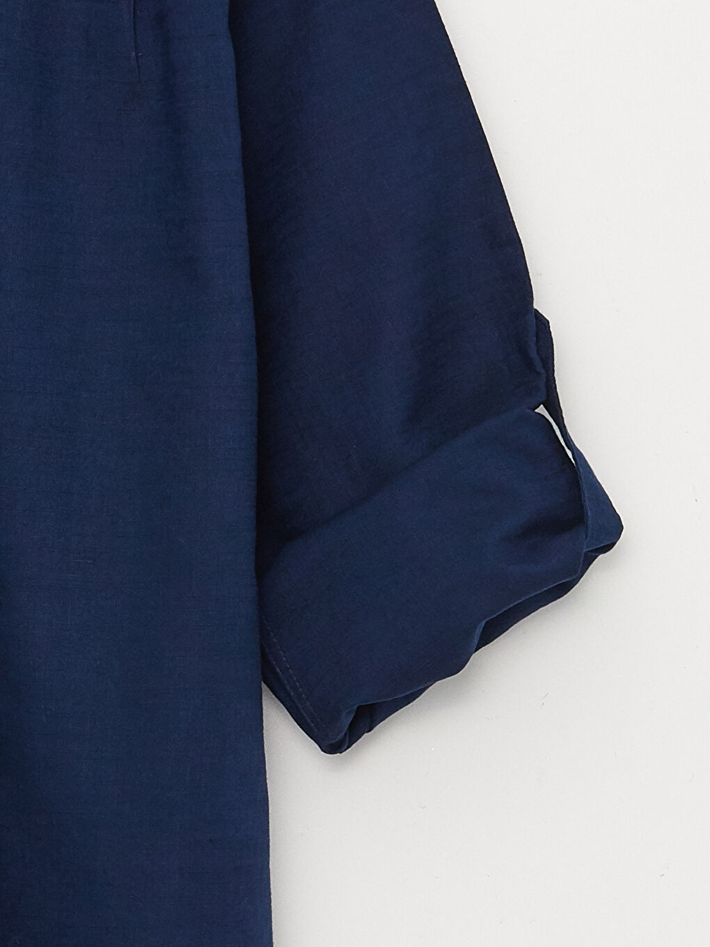 Lacivert Regular Fit Uzun Kollu Keten Karışımlı Erkek Gömlek-7