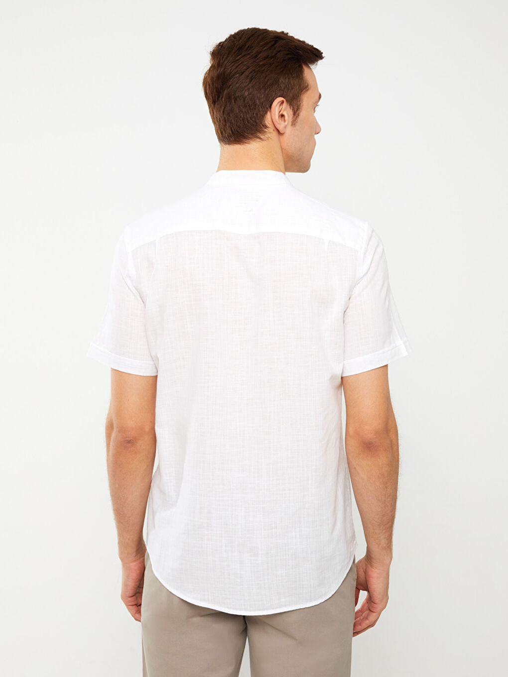 LC Waikiki Regular Fit Mandarin Collar Short Sleeve Linen Blend Men's Shirt -S33976Z8-Q6K