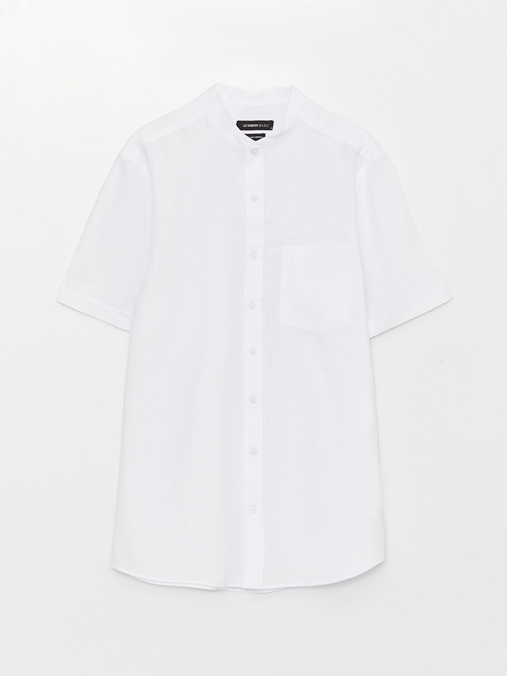 LC Waikiki Regular Fit Mandarin Collar Short Sleeve Linen Blend Men's Shirt -S33976Z8-Q6K