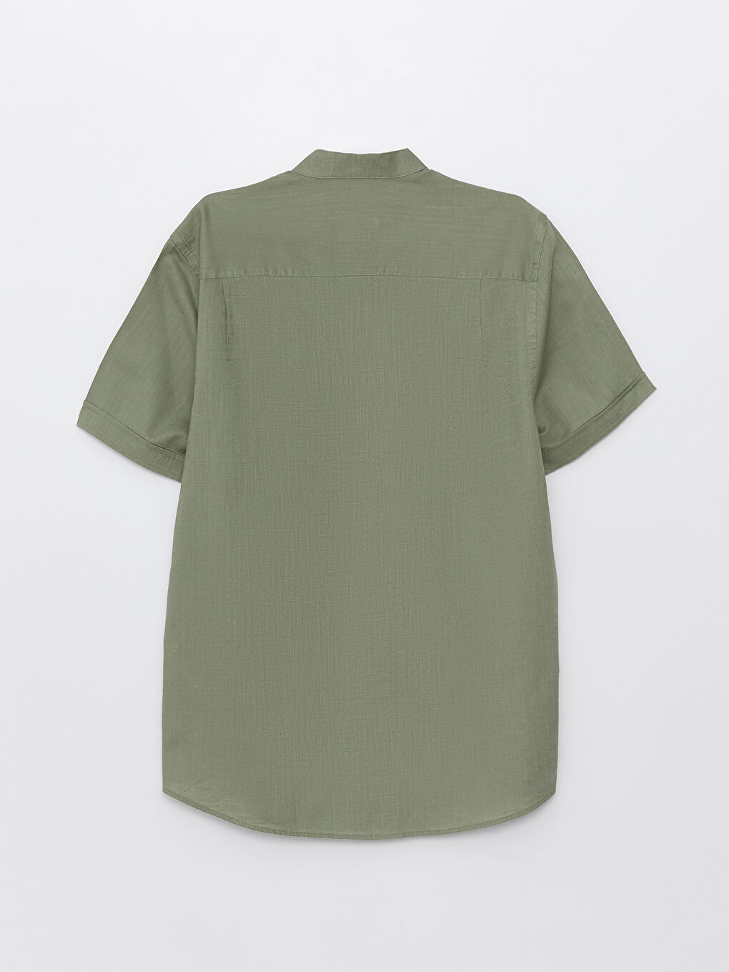 Regular Fit Mandarin Collar Short Sleeve Linen Blend Men's Shirt-6