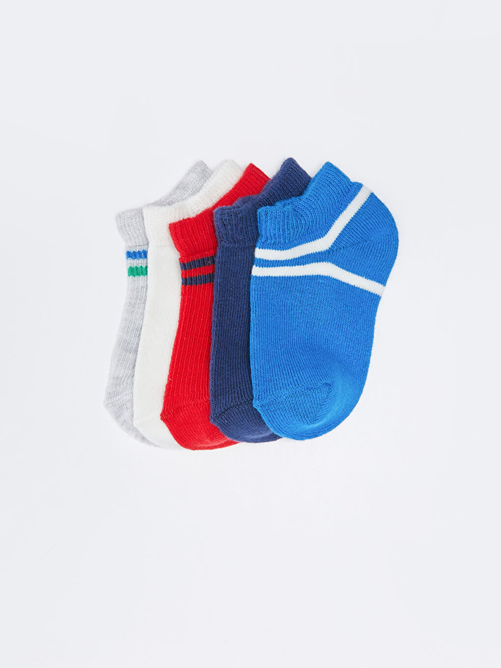 Mavi Çizgili Erkek Bebek Patik Çorap 5'li