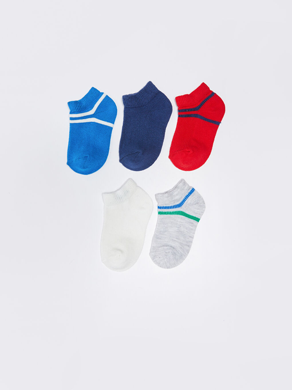 Mavi Çizgili Erkek Bebek Patik Çorap 5'li-1