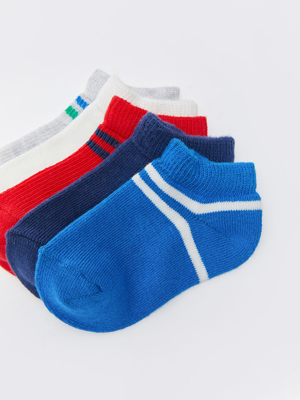 Mavi Çizgili Erkek Bebek Patik Çorap 5'li-2