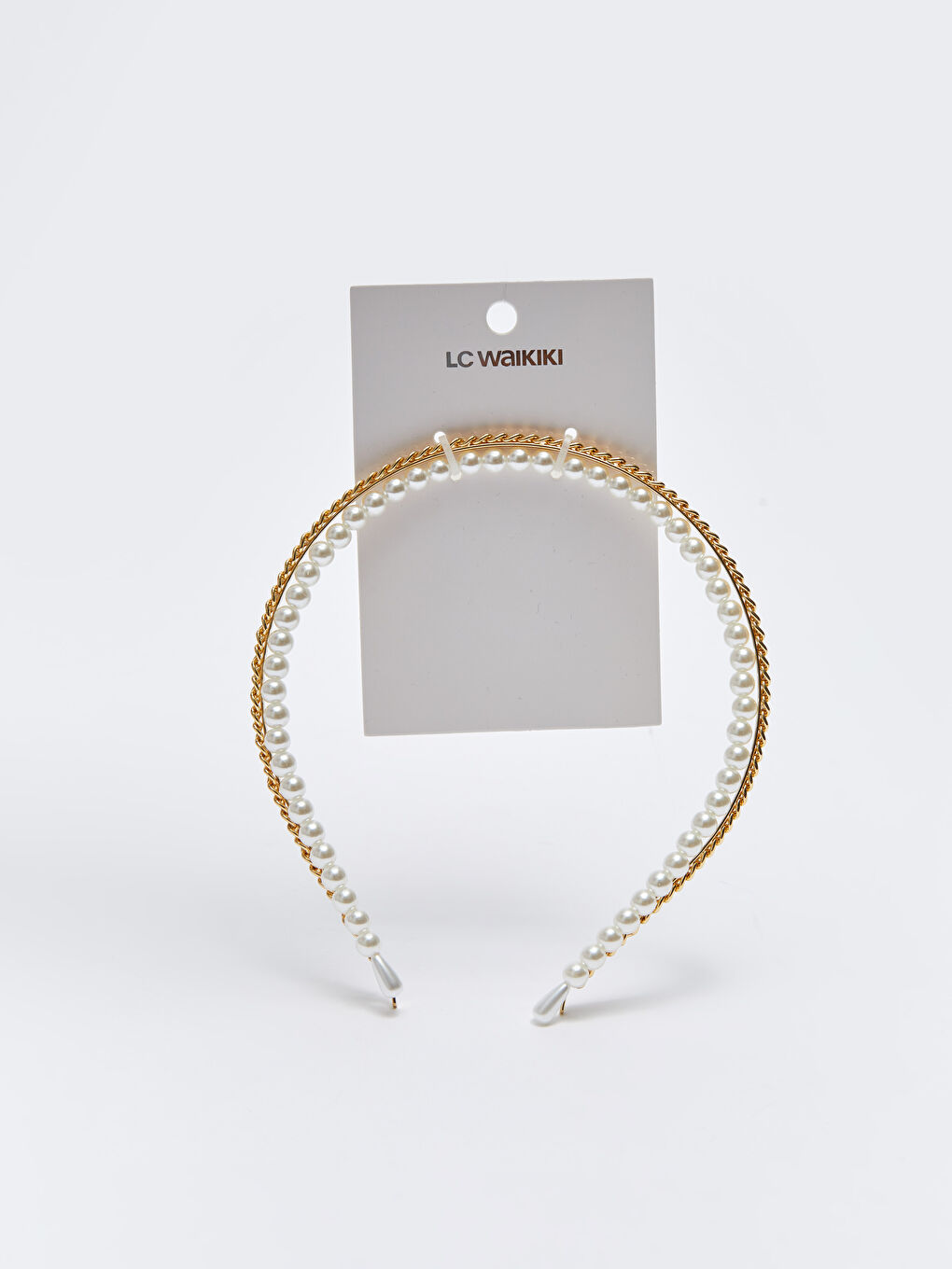 تاج للسيدات مزين باللؤلؤ والسلاسل - مجموعتين