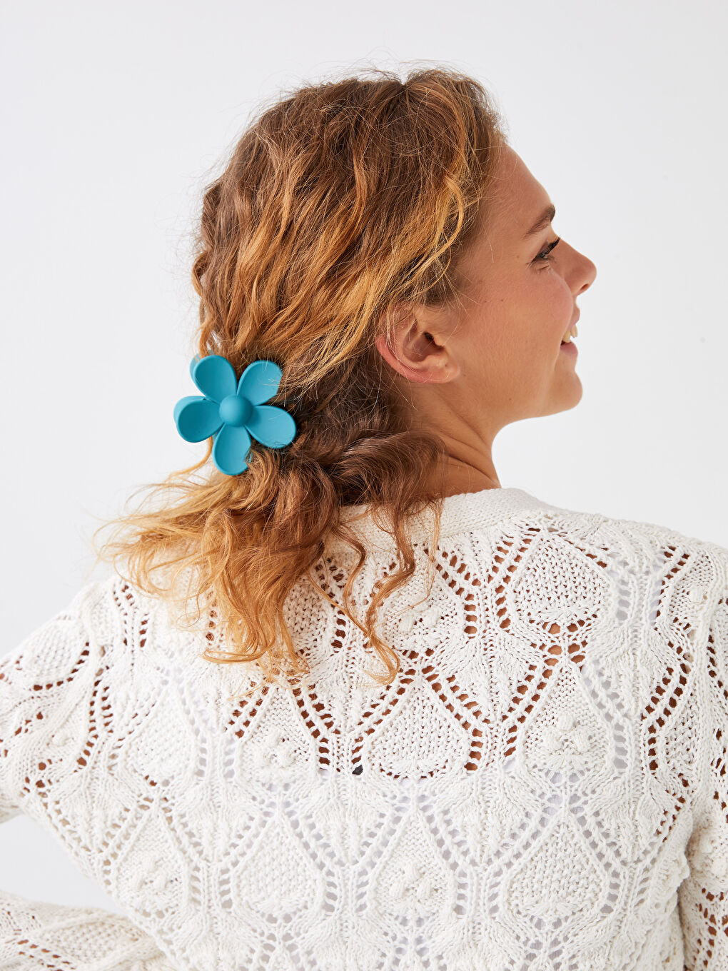 Mavi Çiçek Figürlü Klips Toka-1