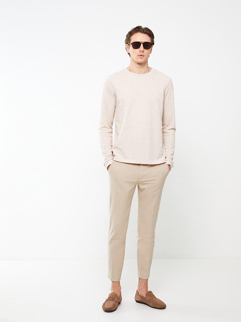 Мужская футболка с длинным рукавом и круглым вырезом-2