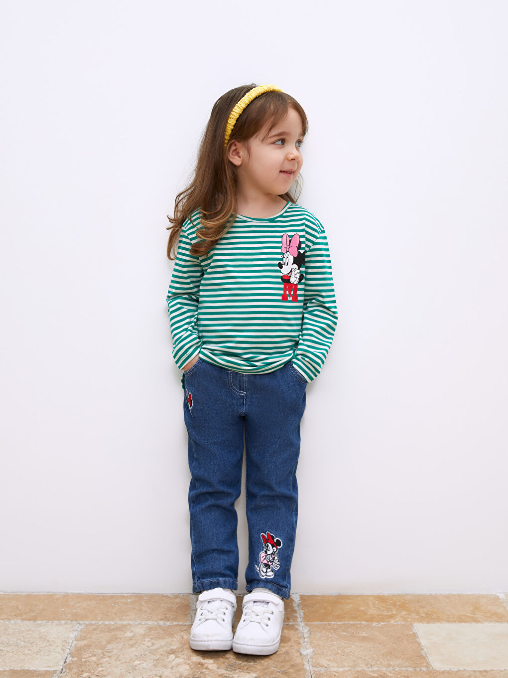 Blugi Fetiță Bebeluș Minnie Mouse Brodați cu Talie Elastică