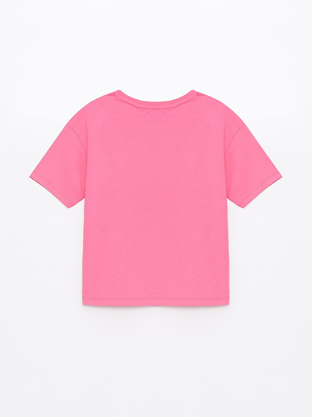 Pembe Bisiklet Yaka Kısa Kollu Baskılı Kız Çocuk Tişört-4