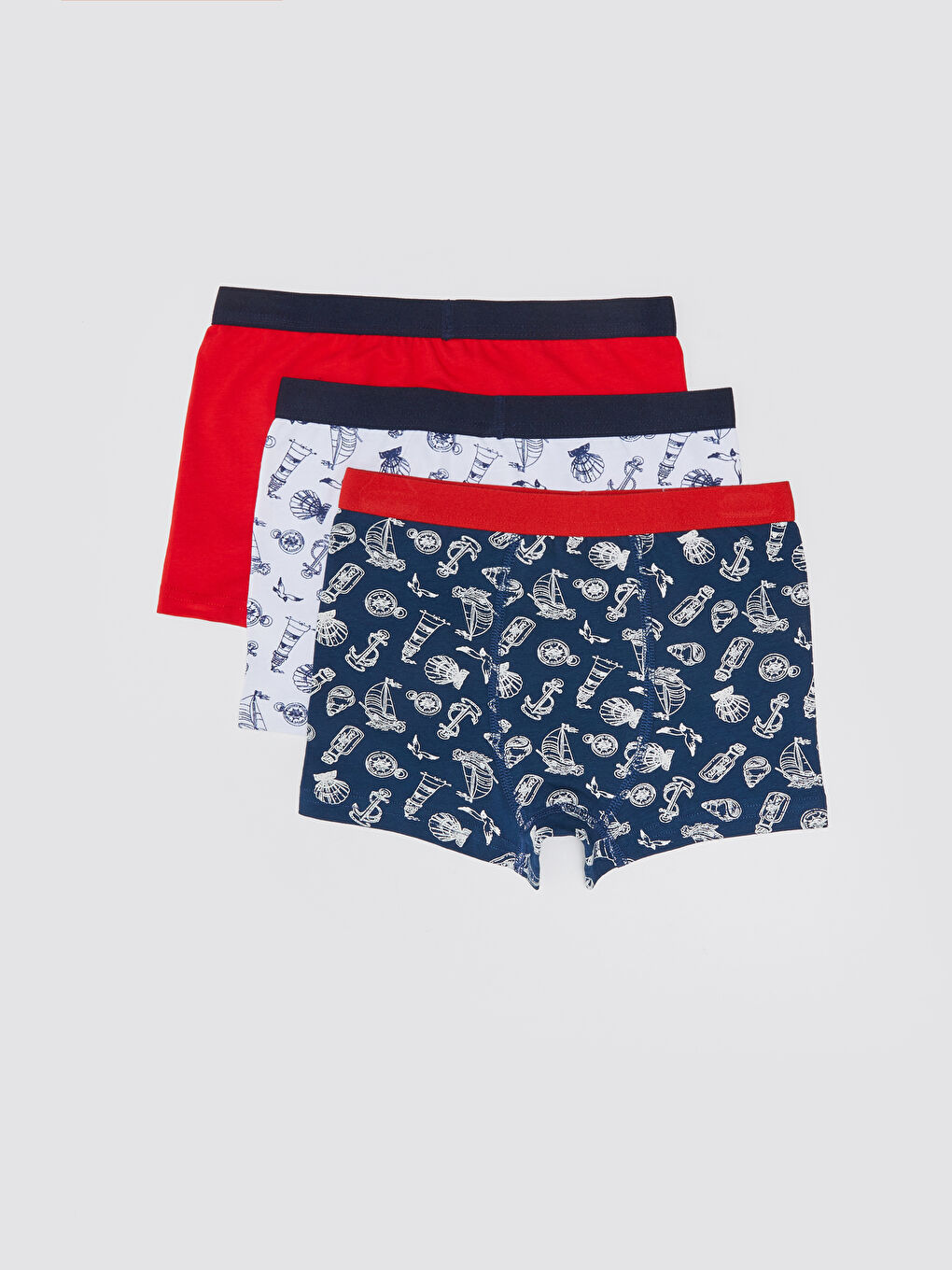 Lacivert Baskılı Pamuklu Erkek Çocuk Boxer 3'lü