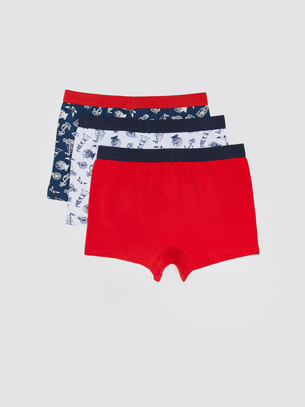 Lacivert Baskılı Pamuklu Erkek Çocuk Boxer 3'lü-1