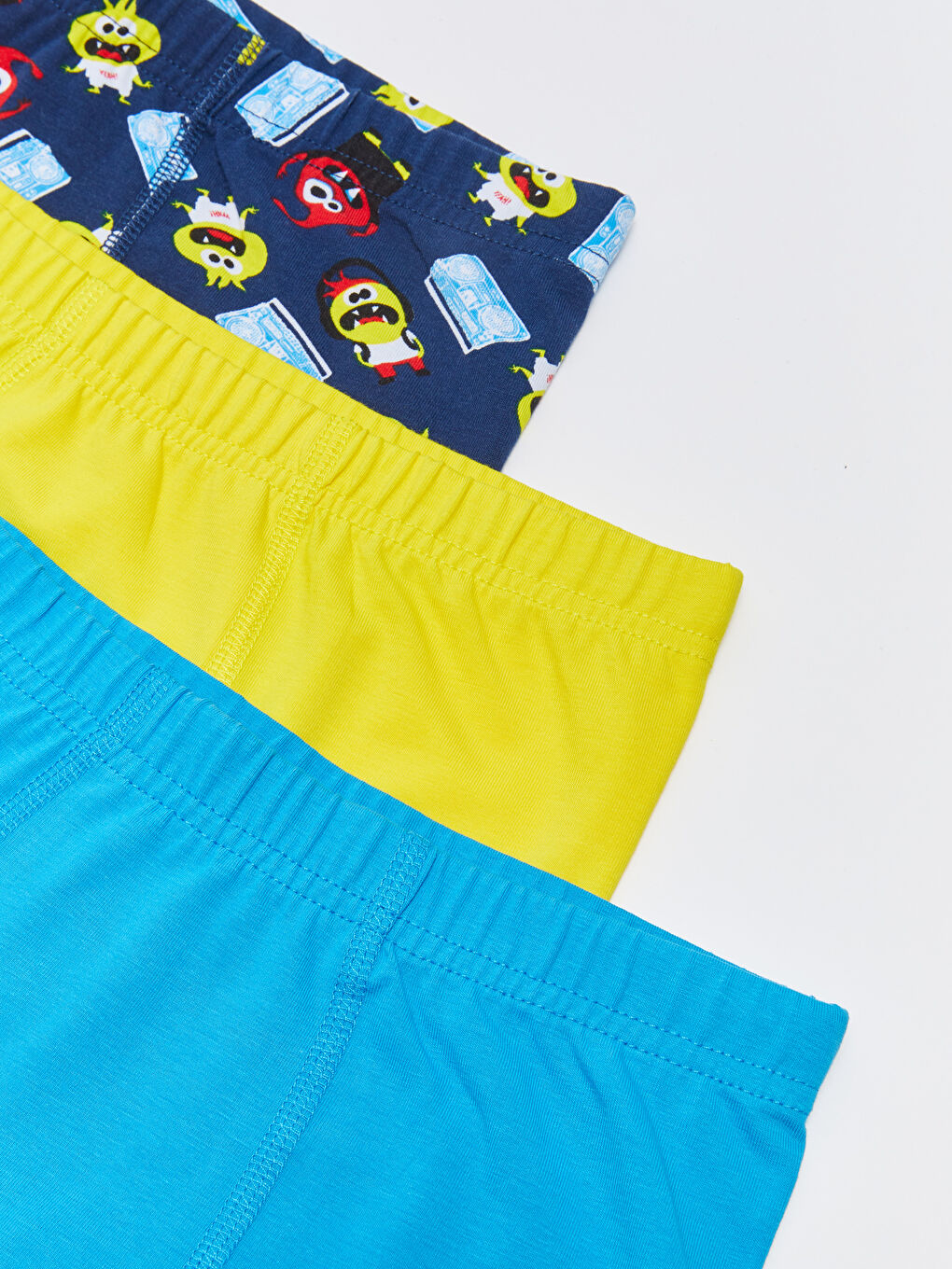 Lacivert Baskılı Pamuklu Erkek Çocuk Boxer 3'lü-1