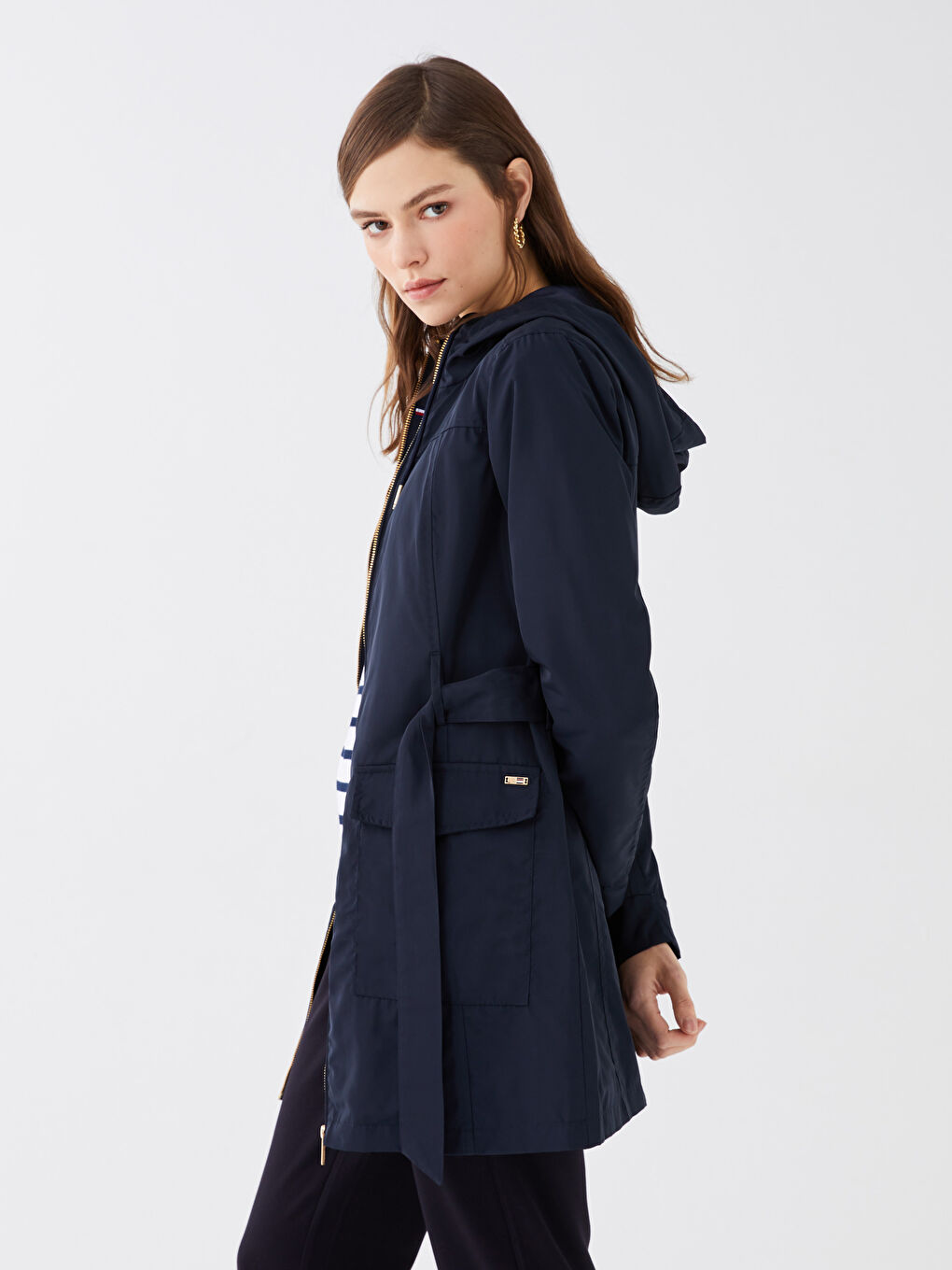 بالطو سادة بكابوش للسيدات-2