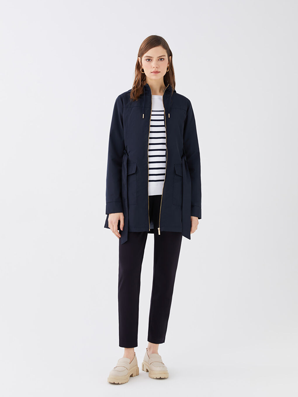 بالطو سادة بكابوش للسيدات-3