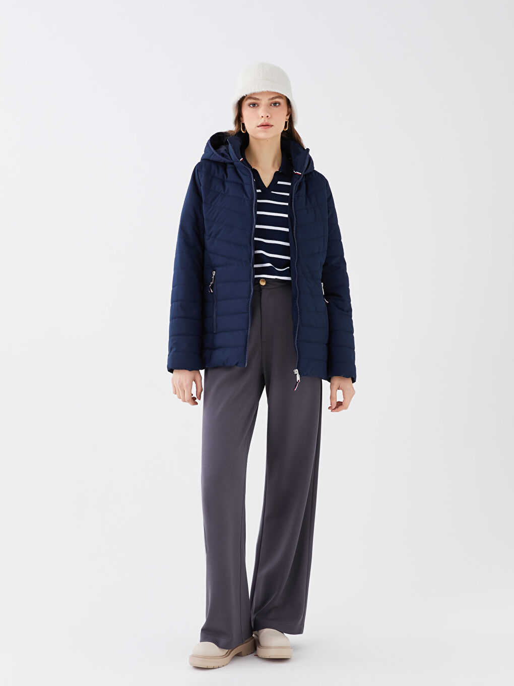 SOUTHBLUE Damen Kapuzenmantel in Schlichtem Design -S34121Z8-DWP
