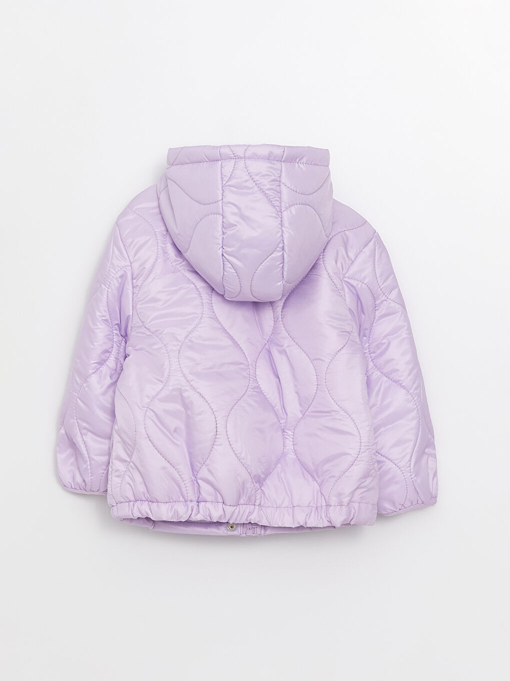 Lila Kapüşonlu Kendinden Desenli Kız Bebek Mont-1