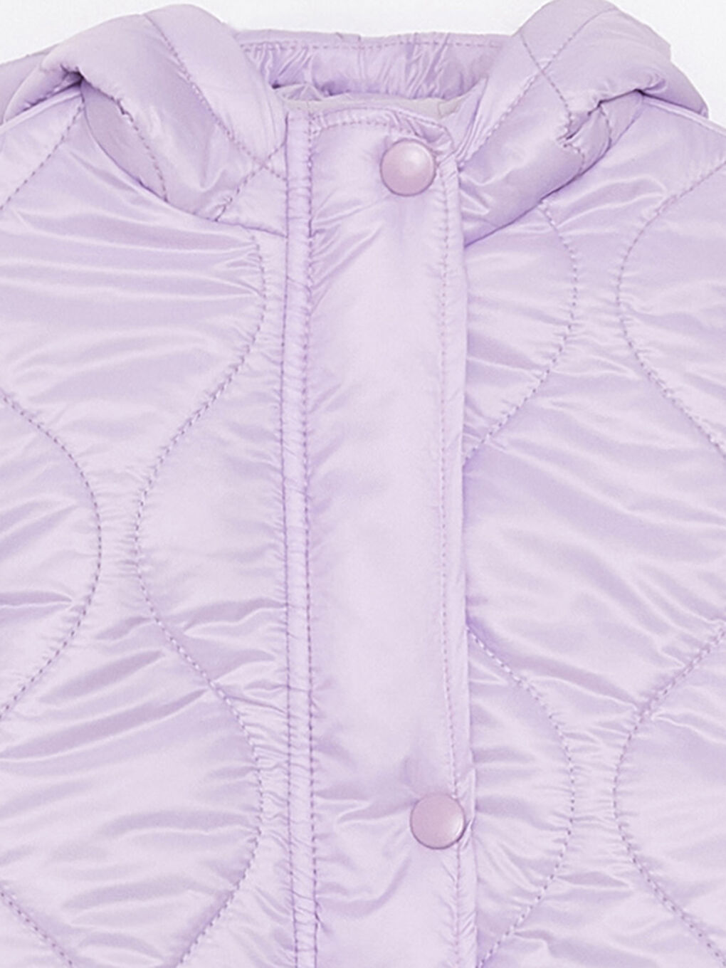 Lila Kapüşonlu Kendinden Desenli Kız Bebek Mont-2