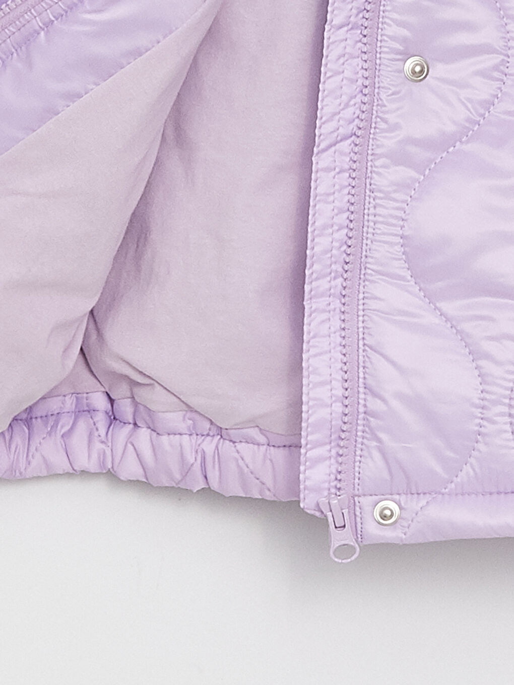 Lila Kapüşonlu Kendinden Desenli Kız Bebek Mont-3