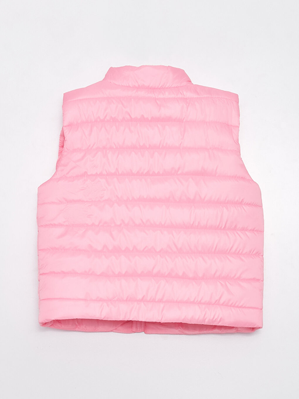 Stand-up Collar Basic Baby Girl Zipper Vest-1
