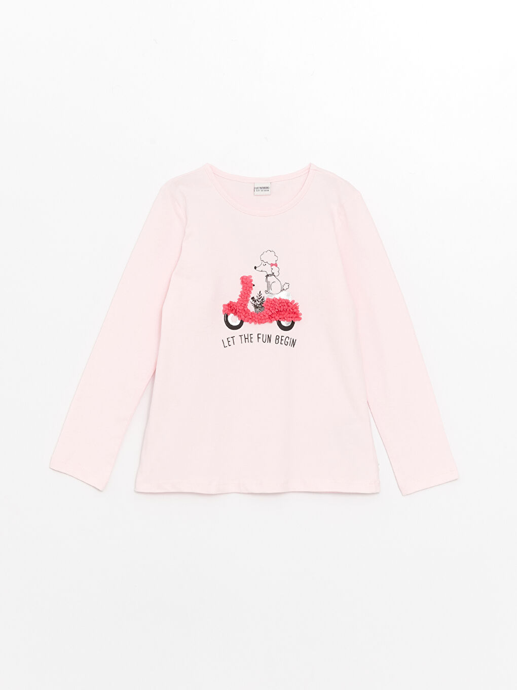 Crew Neck Printed Long Sleeve Girls' T-Shirt