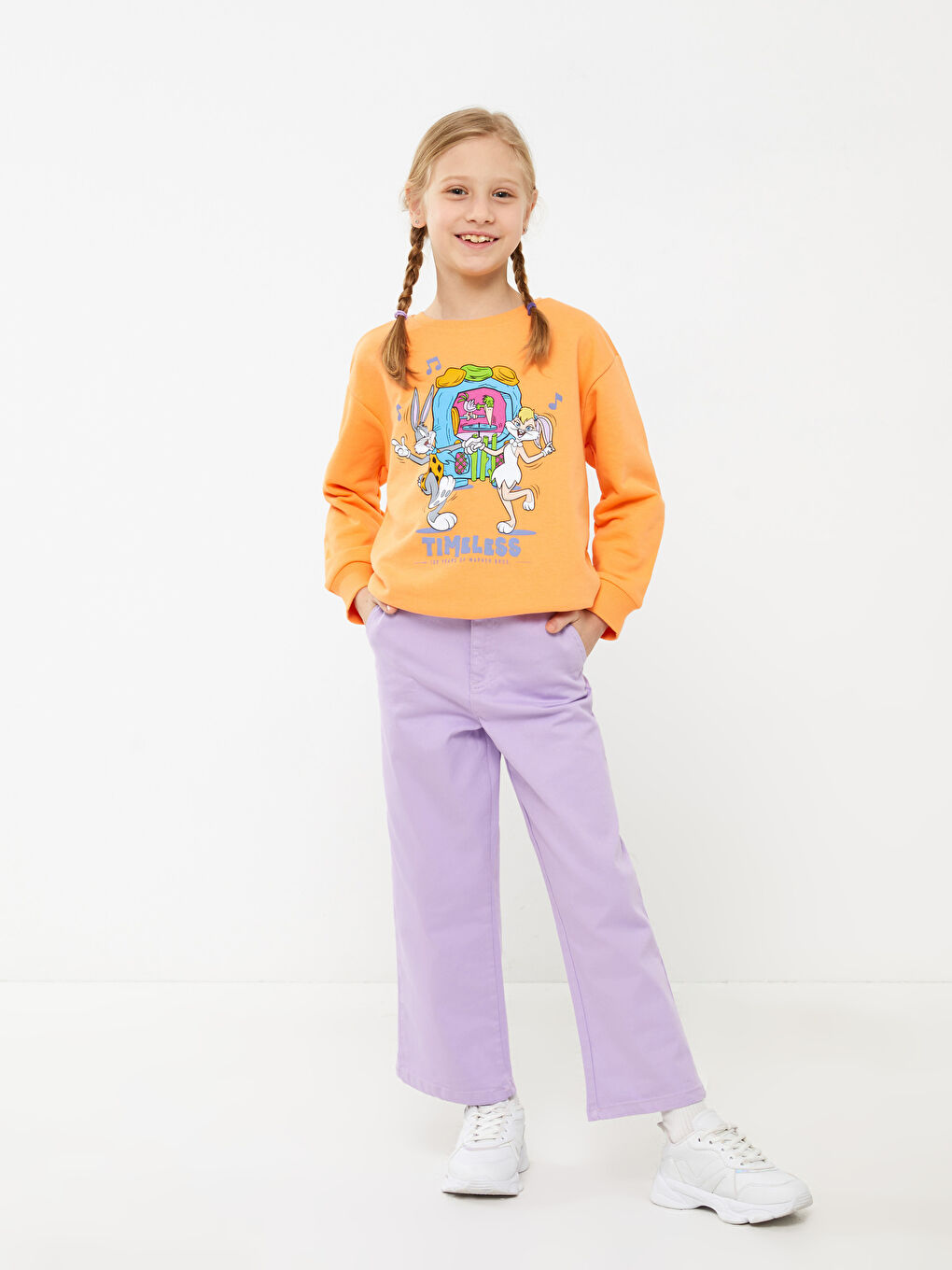 LCW Kids Elastic Waist Basic Bell-Bottoms Girl Trousers -S34182Z4-FMN