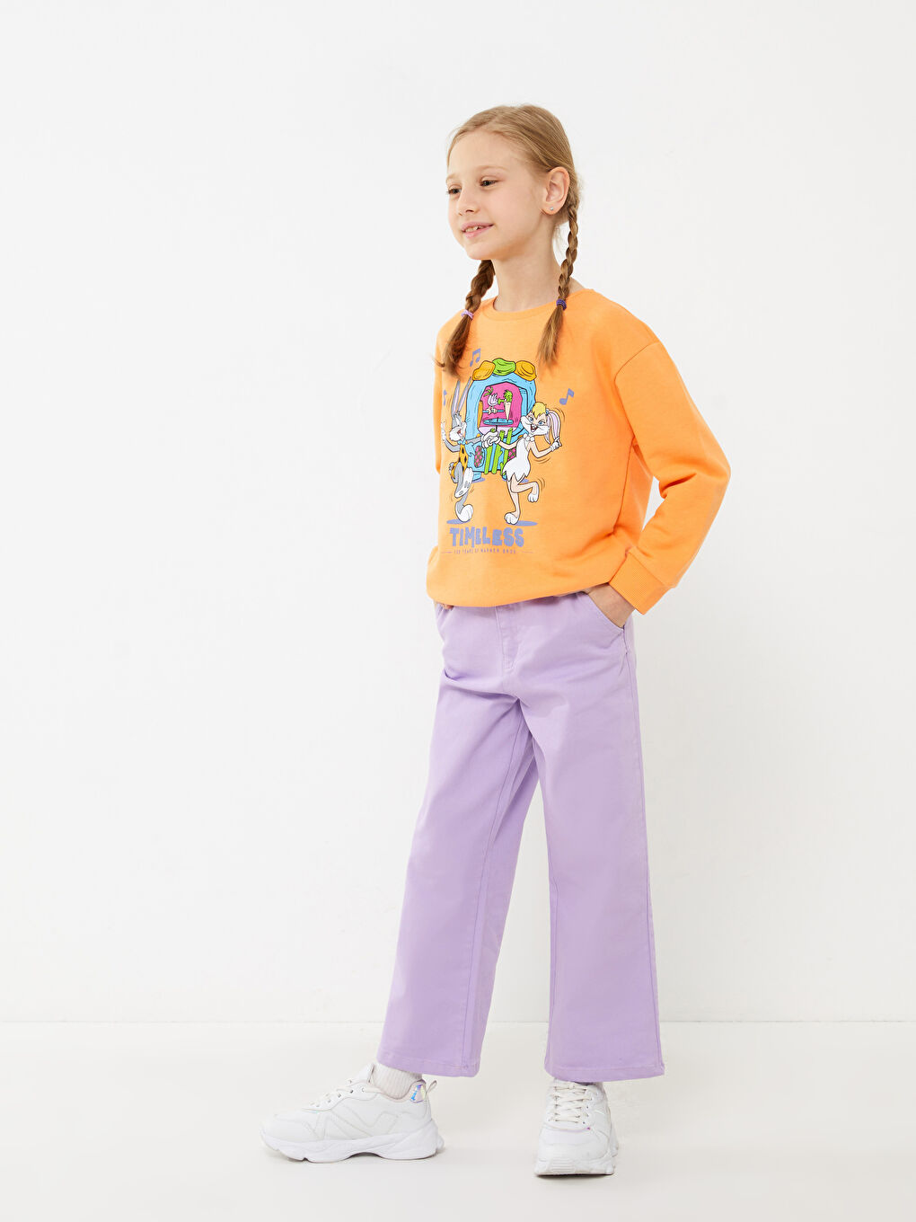 LCW Kids Elastic Waist Basic Bell-Bottoms Girl Trousers -S34182Z4-FMN