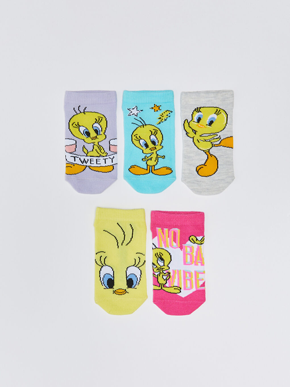 Tweety Patterned Girls' Trainer Socks 5 Pack