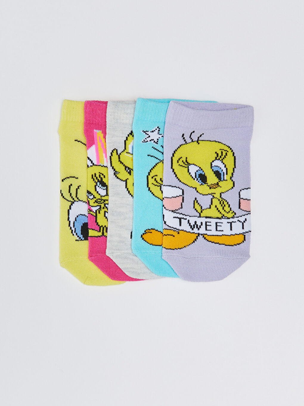 Tweety Patterned Girls' Trainer Socks 5 Pack-1