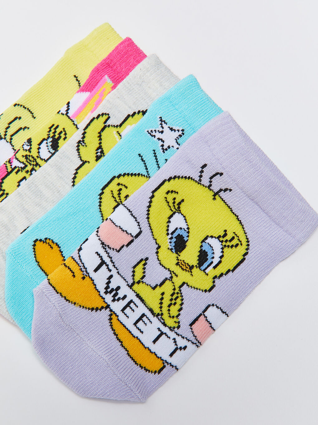 Tweety Patterned Girls' Trainer Socks 5 Pack-2