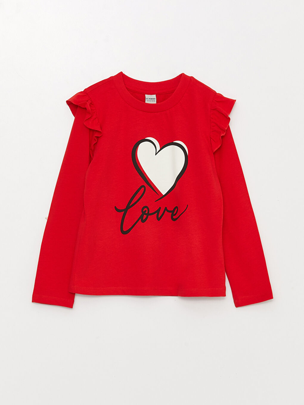 Crew Neck Printed Long Sleeve Girls' T-Shirt