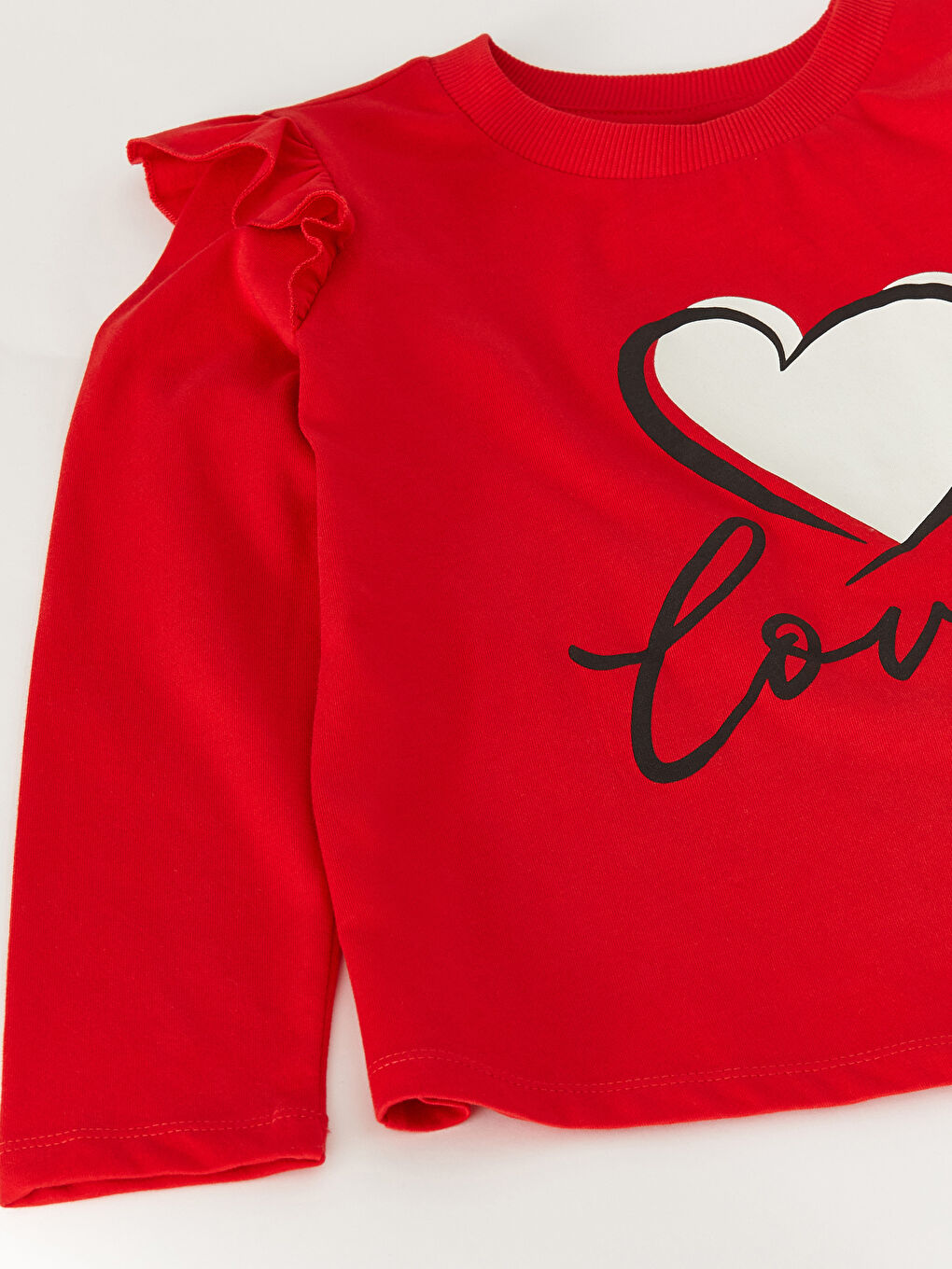 Crew Neck Printed Long Sleeve Girls' T-Shirt-1