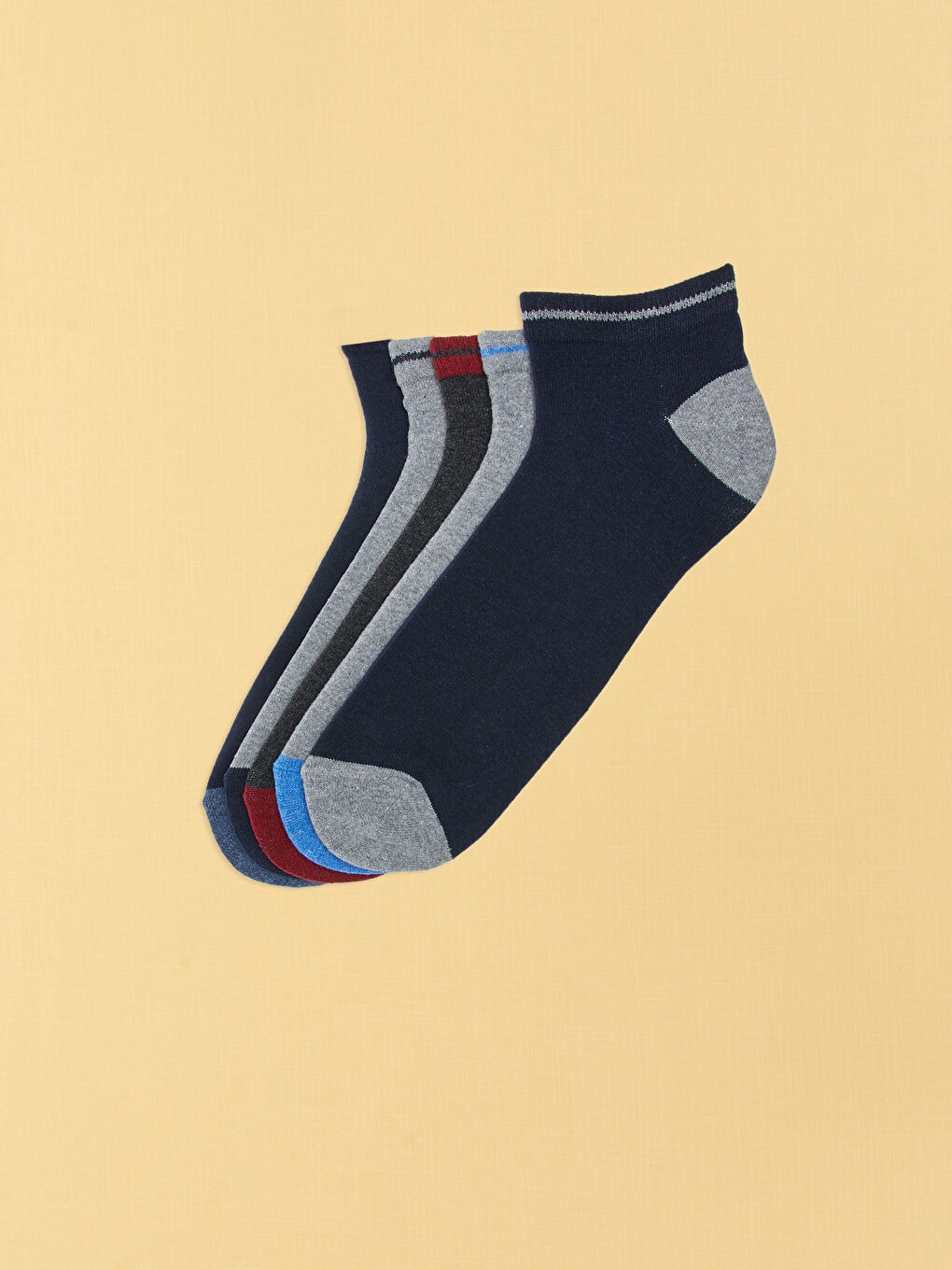 Karışık Renk Bloklu Erkek Patik Çorap 5'li-1