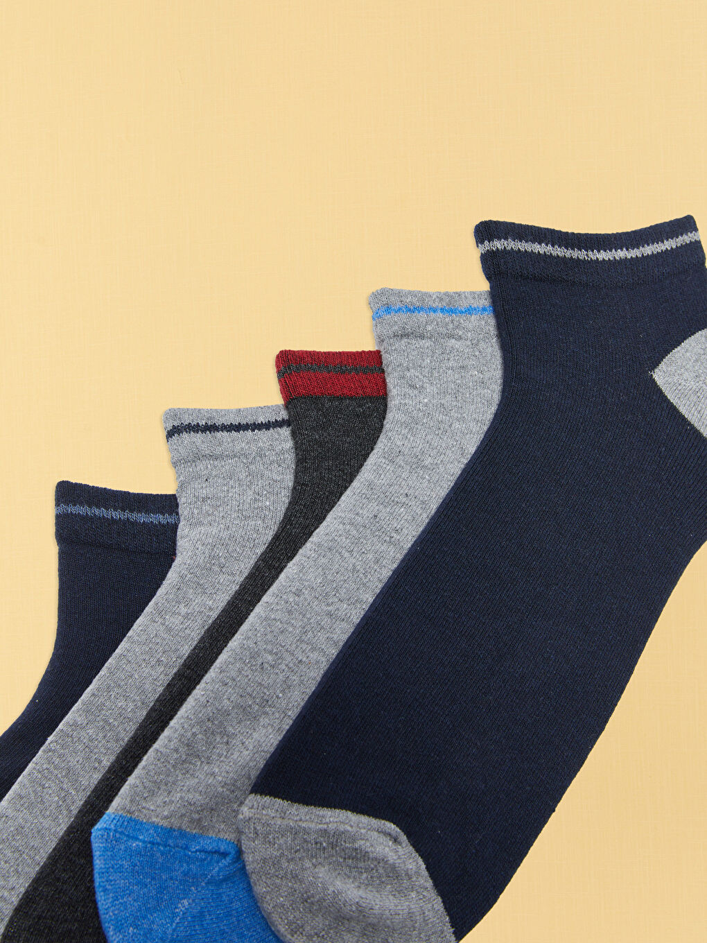 Karışık Renk Bloklu Erkek Patik Çorap 5'li-2