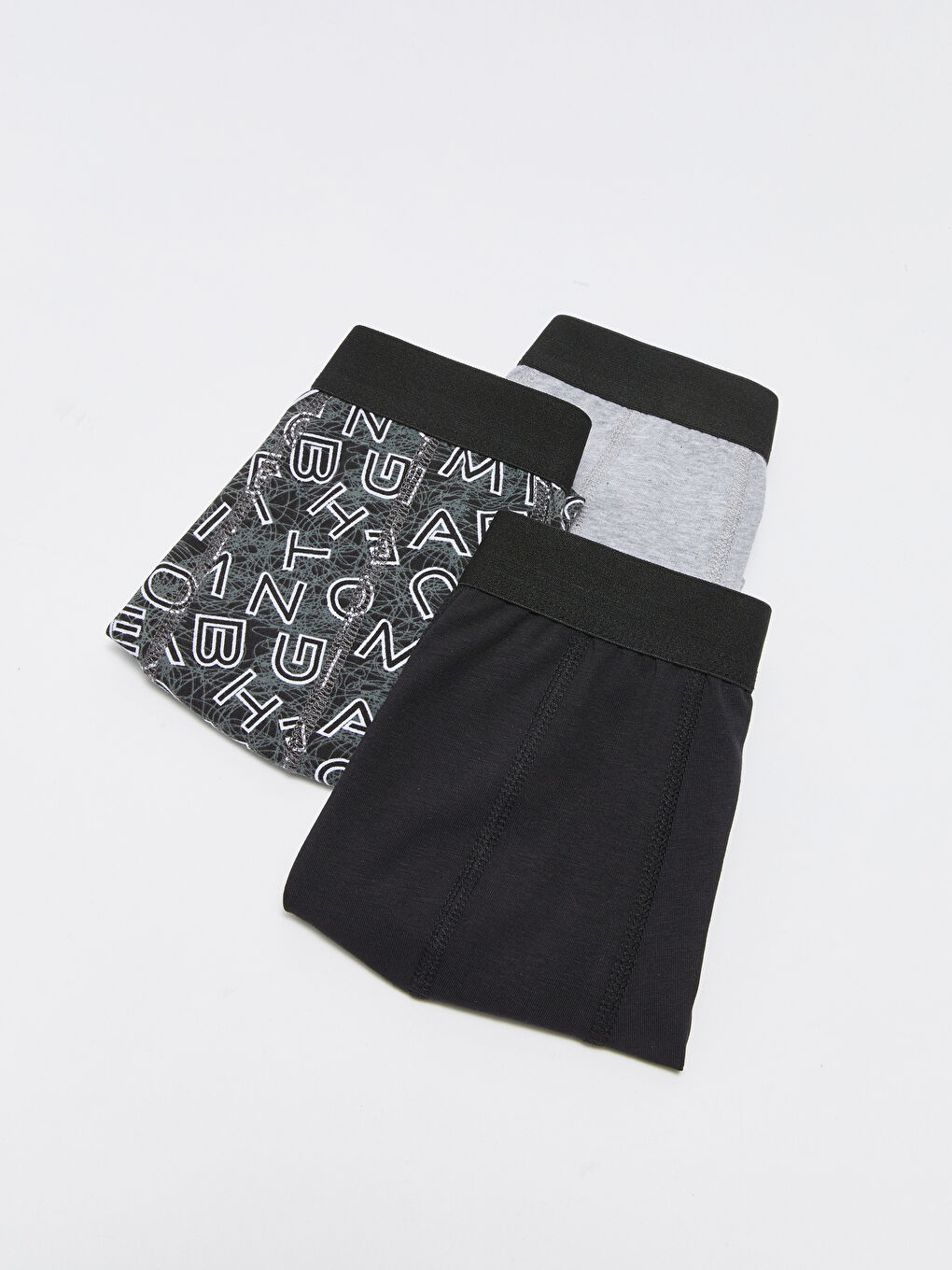 سراويل بوكسر قطن مطاطي بقصة عادية للرجال - ٣ قطع-1
