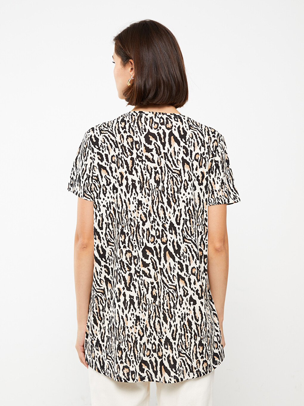T-shirt Me Jakë Të Rrumbullakët, I Stampuar, Me Mëngë Të Shkurtra Për Gra-4