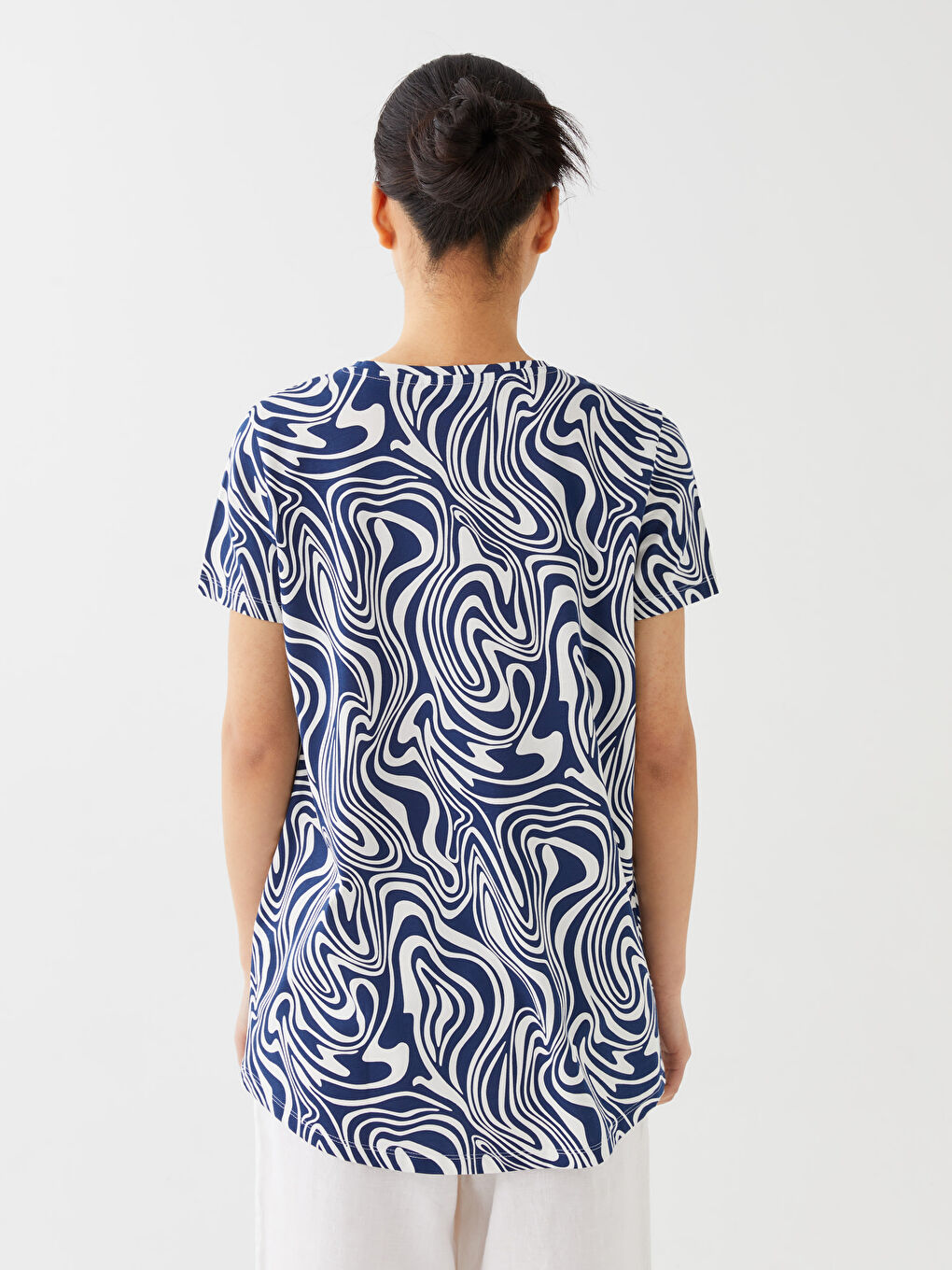 Crew Neck Patterned Short Sleeve Women's T-Shirt-4