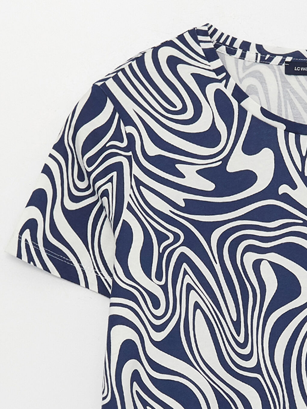 Crew Neck Patterned Short Sleeve Women's T-Shirt-7