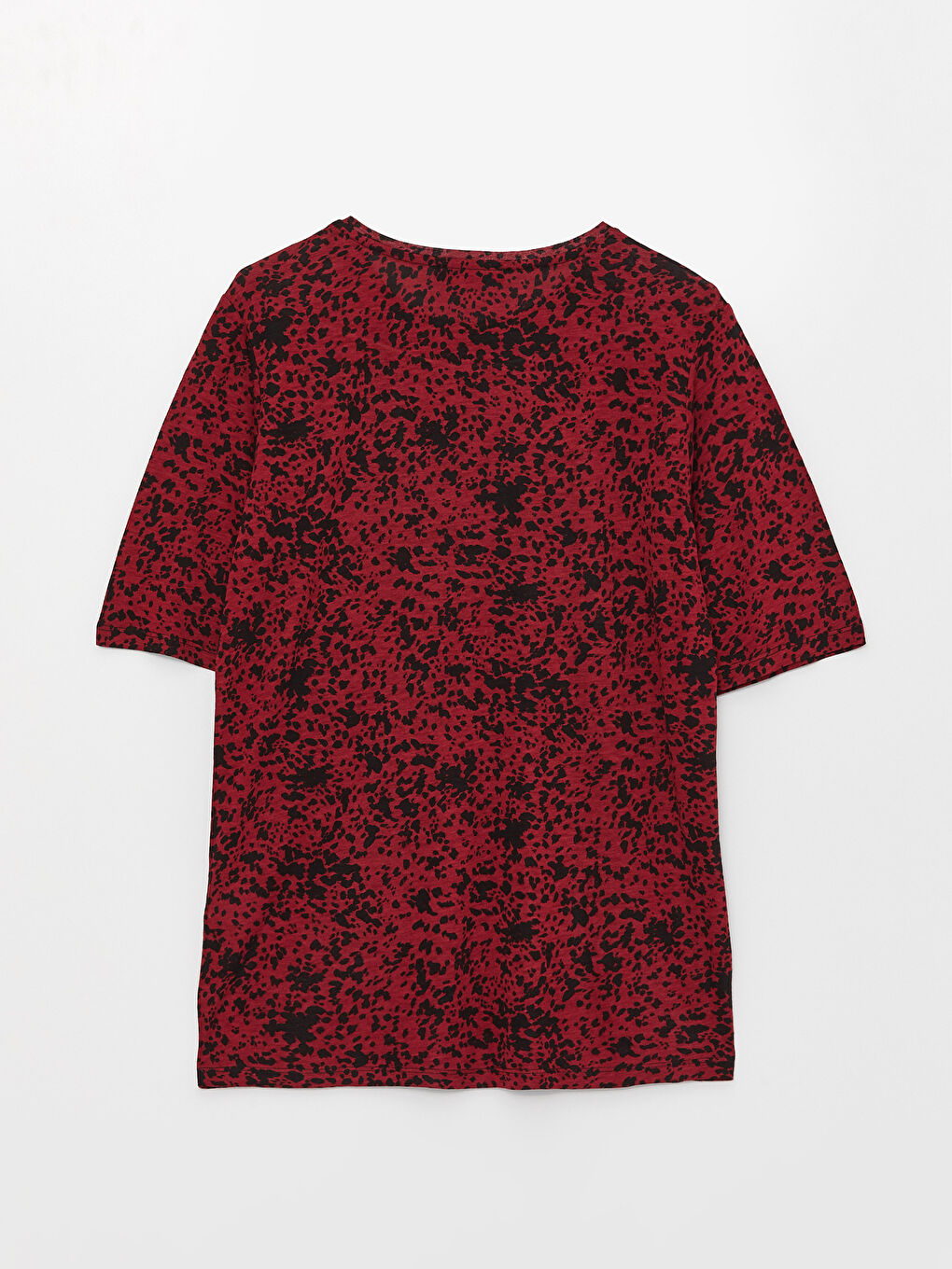 მრგვალი საყელო ნიმუშიანი მოკლე სახელო ქალებისთვის მაისური-6