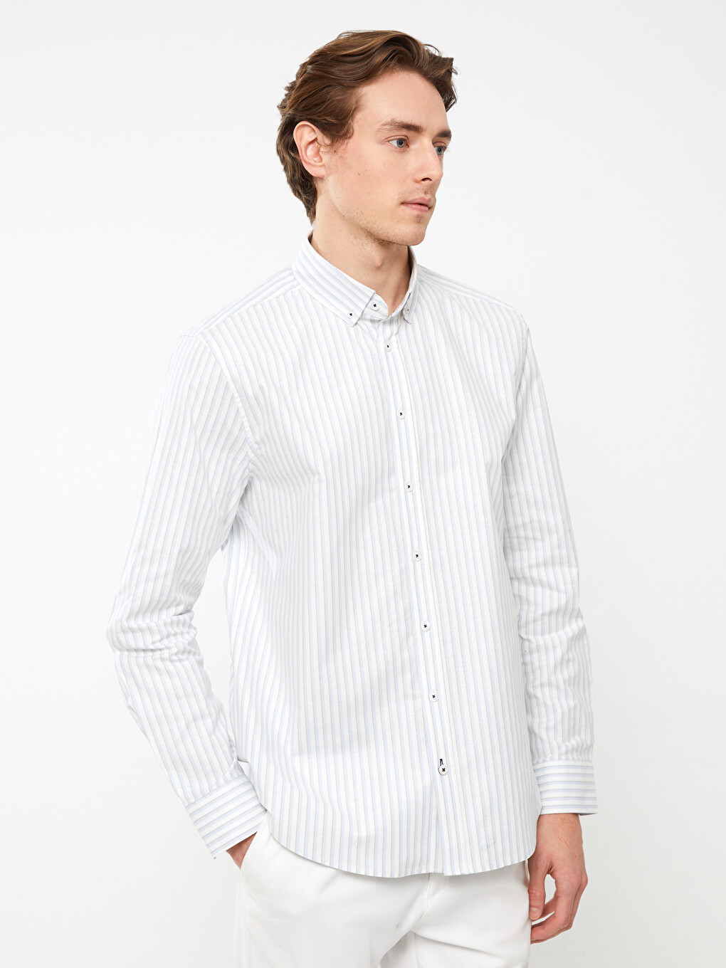 Regular Fit Long Sleeve Striped Men's Shirt-1
