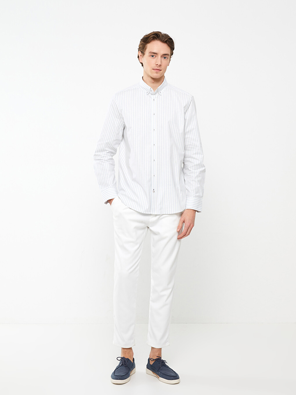 Regular Fit Long Sleeve Striped Men's Shirt-2