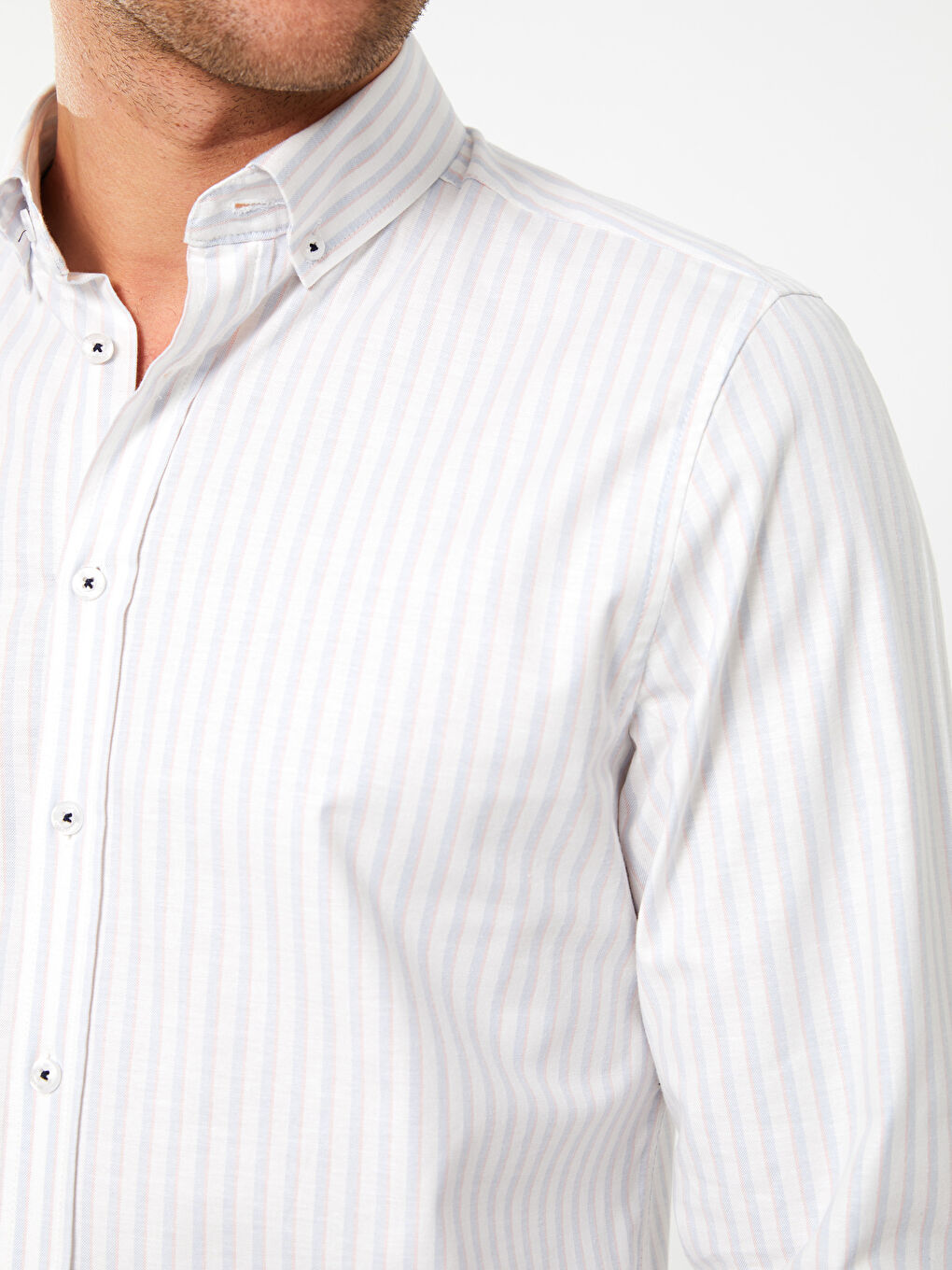 Рубашка с длинным рукавом в полоску стандартного кроя для мужчин-7