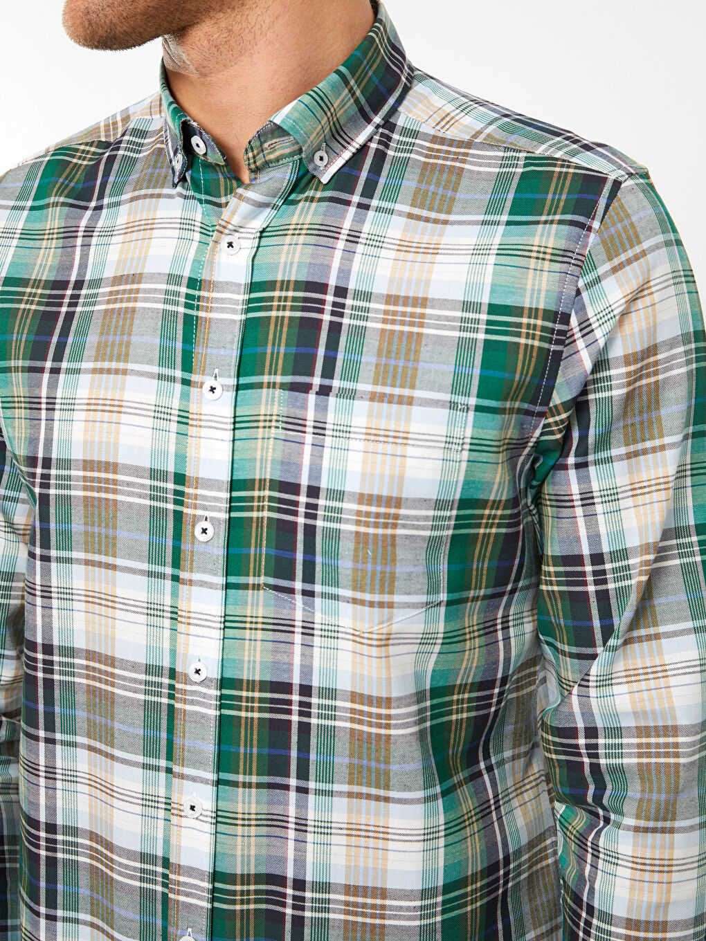 Regular Fit Long Sleeve Plaid Men's Shirt-3