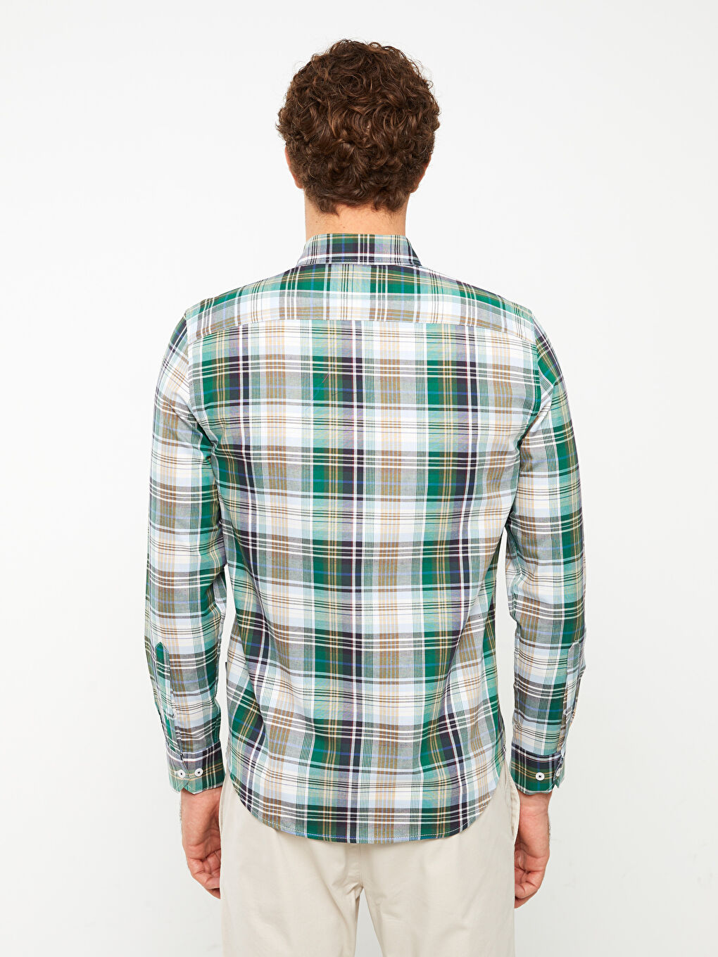 Regular Fit Long Sleeve Plaid Men's Shirt-4