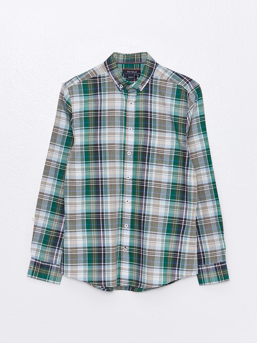 Regular Fit Long Sleeve Plaid Men's Shirt-5