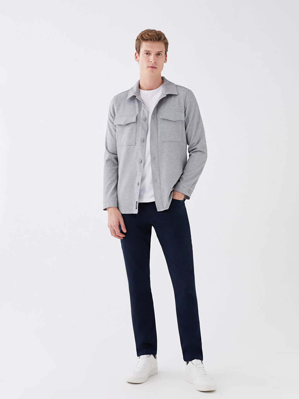 Veste Chemise à Manches Longues Coupe Décontractée pour Hommes-2