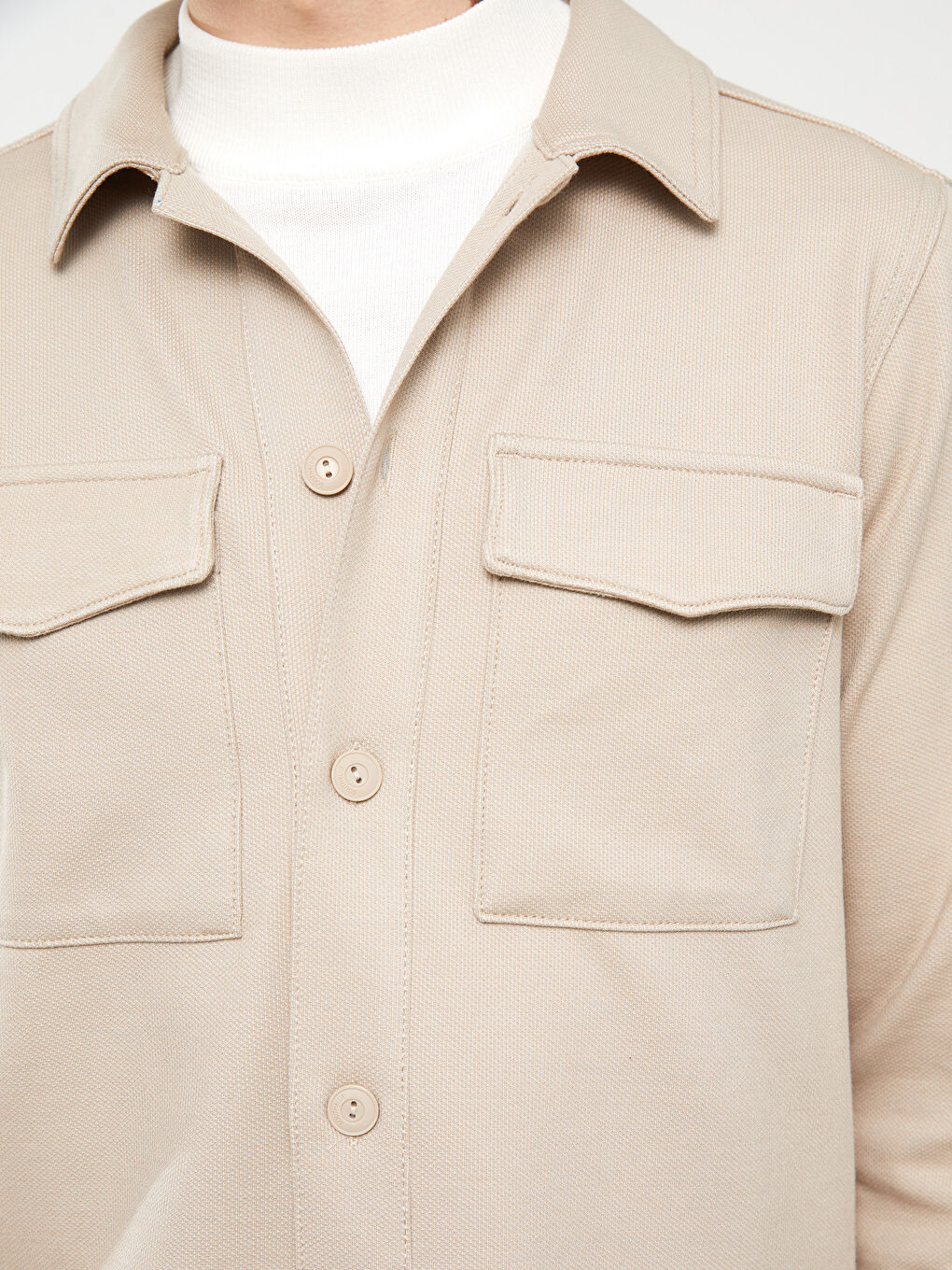 Relaxed Fit Long Sleeve Men's Shirt Jacket-3