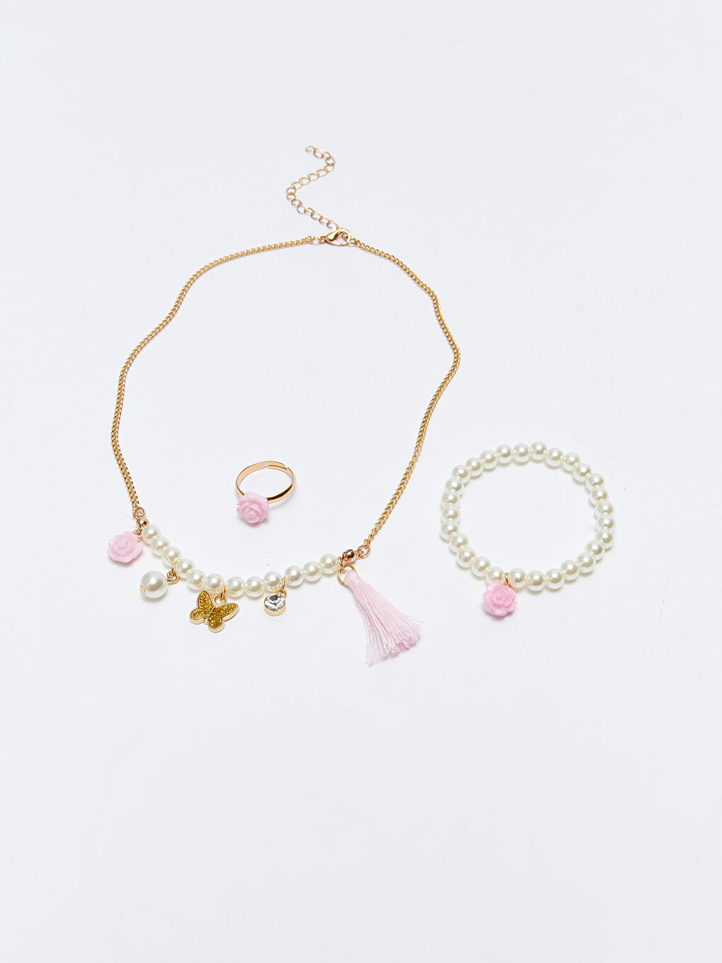 Karışık İnci Boncuklu Kız Çocuk Takı Seti-1