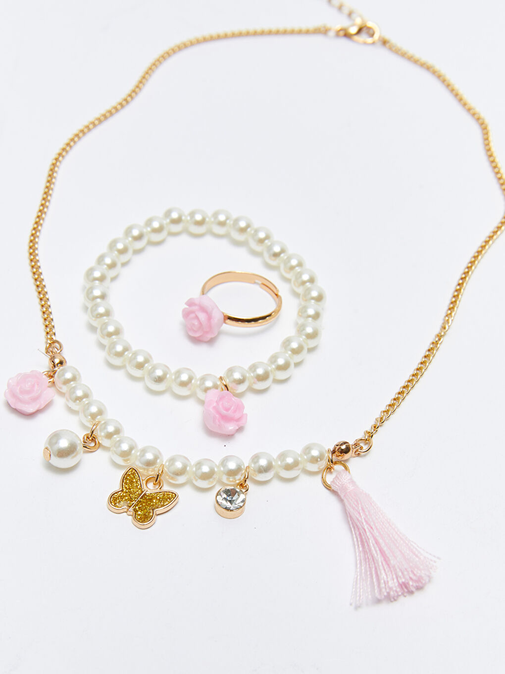 Karışık İnci Boncuklu Kız Çocuk Takı Seti-2