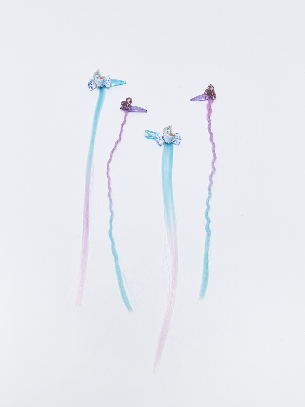 Karışık Takma Saç Detaylı Frozen Lisanslı Kız Çocuk Toka 4'lü-1